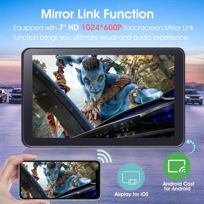 Yongeid Portable Wireless Carplay Car Stereo, 7" HD Touchscreen for Car with Apple CarPlay & Android Auto with Backup Camera/Mirror Link/Voice Control/Bluetooth/GPS/AUX/FM Satellite Radio for All Vehicles - Image 4